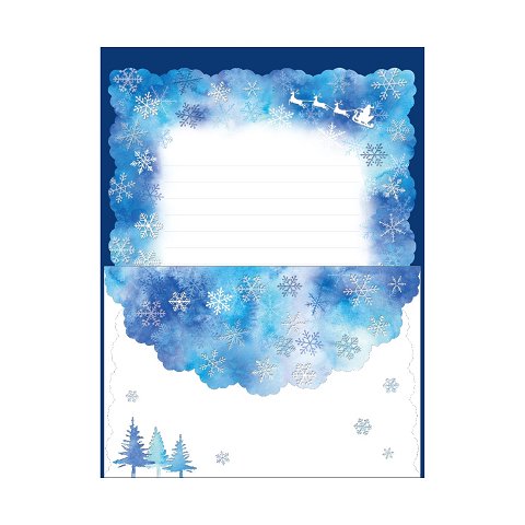 【クリスマス】 レターセット クリスマスナイト 雪の結晶 ブルー