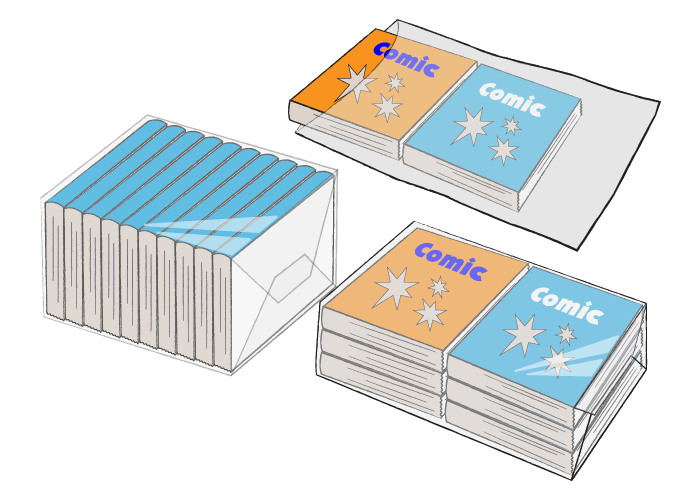 本の梱包 水濡れ防止ビニール