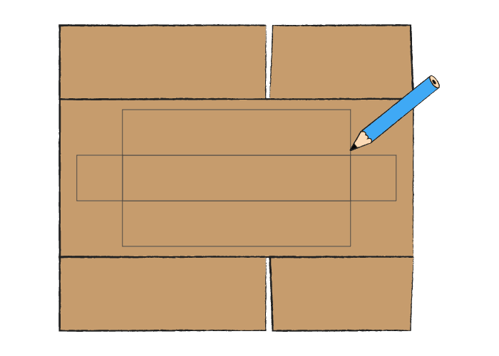 ポスターの梱包 段ボールに作図
