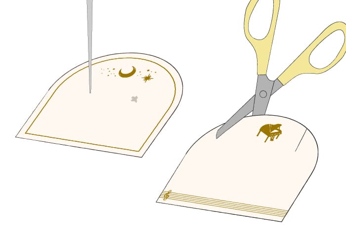 アクセサリーの梱包 穴をあける