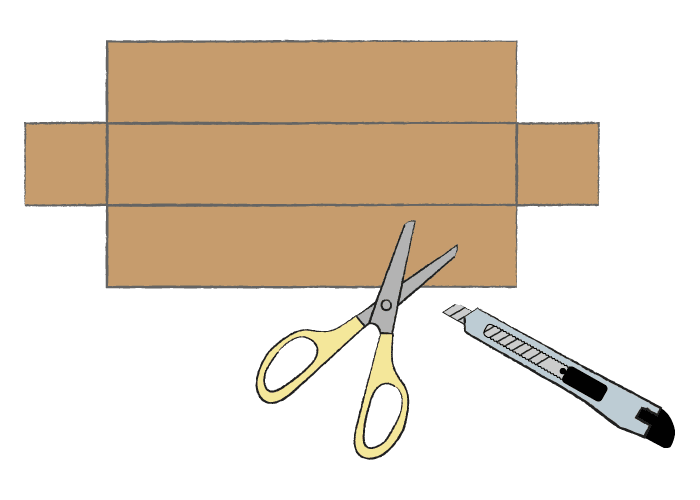 ポスターの梱包 段ボールをカット